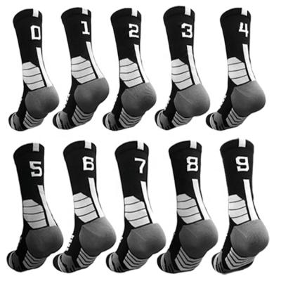 China Breathable Sports High Quality Digital Socks Basketball Socks Pure Mid-tube Cotton Team Basketball Socks for sale