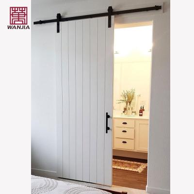 China Sound Insulation WANJIA Customized Solid Wood Barn Doors Sliding Modern Simple Style Interior Bedroom Barn Doors for sale