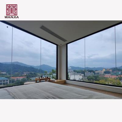 China Folding Screen Wanjia Customized Pictures Aluminium Windows Big Fixed French Residentioal Picture Glass Windows for sale