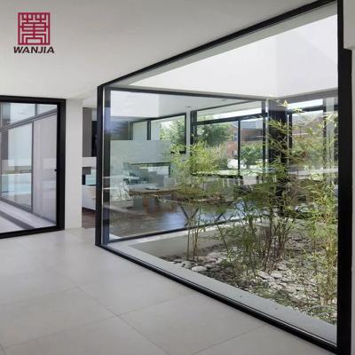 China Folding Screen WANJIA Modern Residentioal Pictures Aluminum Alloy Window Oem Odm Big Fixed Picture Glass Windows for sale