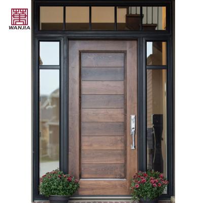 China Sound Insulation WANJIA Customized Wooden Door Paint Colors Latest Design External Main Single Solid Wood Door for sale