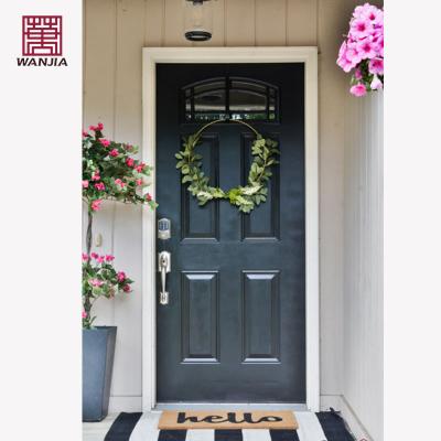 China Sound Insulation WANJIA Oem Solid Wood Doors Designs Customized Chinese Top Manufacturer Wooden Single Double Door for sale