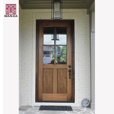 China Sound Insulation WANJIA Customized Solid Wood Entry Door Design American Wood Plastic Composite Main Entrance Doors for sale