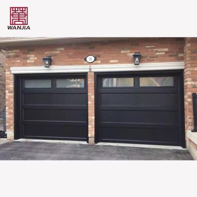 China Windproof WANJIA Customized Sectional Glass Garage Door Automatic Modern Roll Up Aluminum Garage Doors for sale