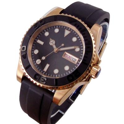 China Bliger Rose Gold Japan Men's Watch NH36A Sapphire Crystal Luminous 40mm Automatic Automatic Watch Date Rubber Strap for sale