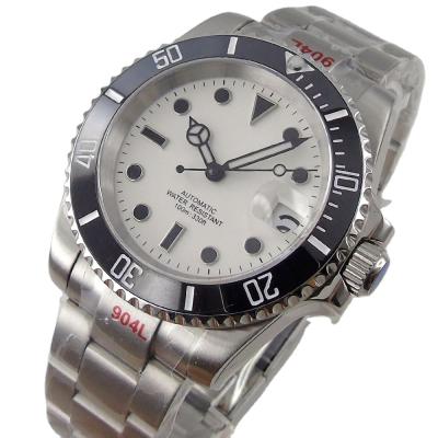 China New Product Date Strap NH35 PT5000 Steel Mechanical Automatic Watch 21 Jewelry Automatic White Luminous Black Index Watch for sale