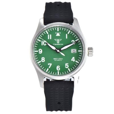 China Automatic Date 39mm 20ATM Tandorio Automatic Dive Mens Watch Green Dial Sapphire Glass Japan NH35A Movement Brushed Case Luxury Mens Watch for sale