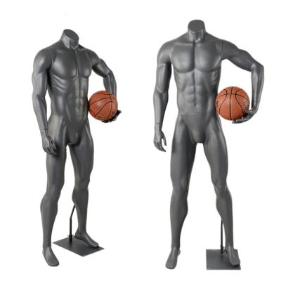 China Male Fiberglass Gray Sports Basketball Muscle Mannequin Plus Size for sale