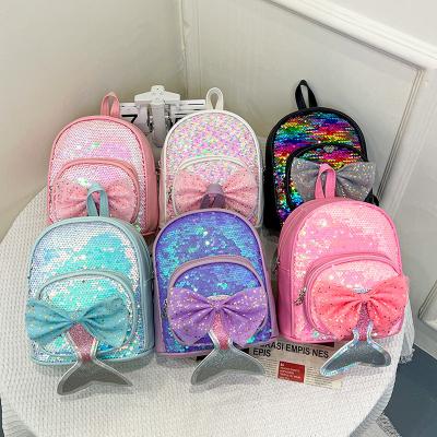 China New Fashion Anti-theft Children Bag Sequin Backpack Kindergarten Baby Cute Cartoon Mermaid Tail Princess School Bag for sale