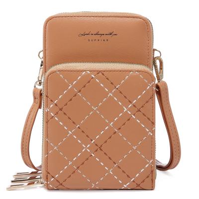 China Waterproof Hot Selling PU Small Cross - Body Phone Bag With Credit Card Slots Stylish Wallet Women Purses for sale