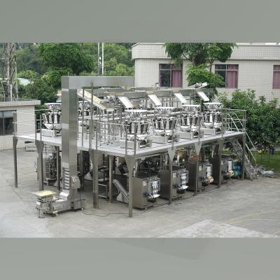 China Fast Speed ​​14 Combination Multi Head Food Weigher Corn Snacks Shaping/Filling/Sealing Production Line With vffs Packing Machine for sale