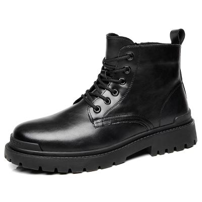 China Other Winter Classic Black Cotton Shoes Men Fashion Lace Up Mens Martin Boots Outdoor Roman Boot High Heel PU for sale