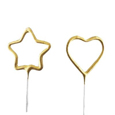 China Cake Decorating Props CIA Style Popular Amazon Star And Cake Heart Shaped Gold Sparklers Funny Festival Birthday Decoration Supplier for sale