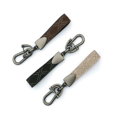 China Wholesale Supermarket Use Custom Logo Engrave Lobster Clasp Metal Key Ring Holder Tie Key Chain Woven for sale