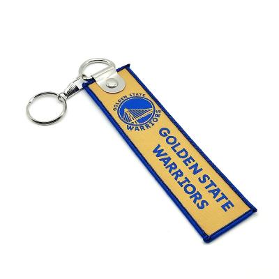 China Portable wholesale cheap high quality custom logo woven key chain embroidery key chain accessories embroidery label cloth for sale