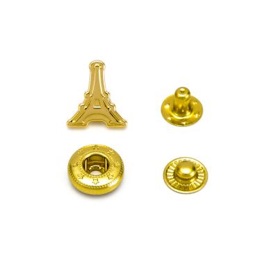 China New Arrival Turn Design Metal Nickel Free Snap Button Gold Zinc Alloy Botones For Fashion Clothes for sale