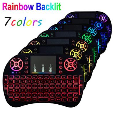 China Hot Selling i8 Wireless Keyboard Mini Colorful Wireless Keyboard For TV Smart Keyboard Air Wireless Mouse With Seven Colors Backlight for sale