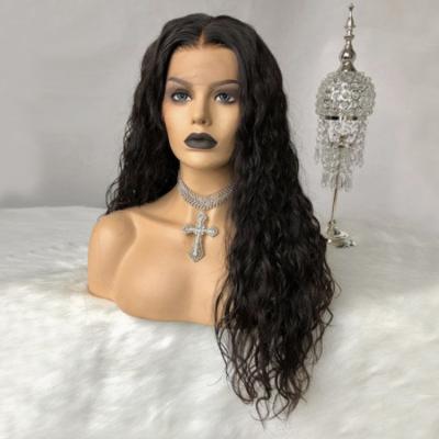 China 100% Virgin Human Hair Water Wave Brazilian Transparent Lace Front Wig HD Lace Frontal Wig for sale