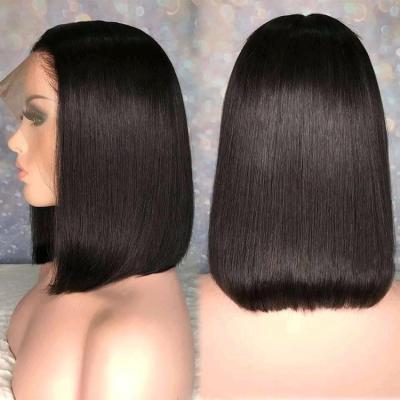 China HD Silky Straight Invisible Lace Wig Transparent Bob Closure Wig 5x5 Cuticle Aligned Virgin Brazilian Remy Human Hair Lace Front Wigs for sale