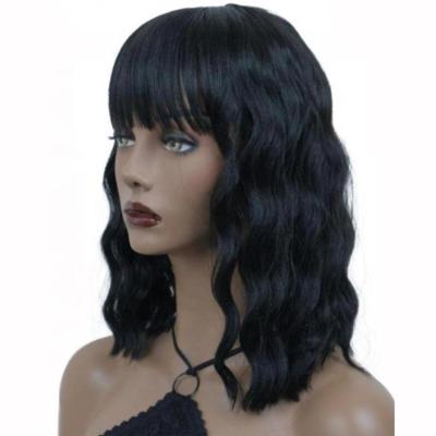 China Natural Wave 100% Human Hair Wigs,Natural Wave Bob Wigs Human Hair Lace Front Wig With Bangs,Women Remy Hair Wigs For Black for sale