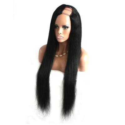 China 100% White Women High Quality Straight Black Wig Soft Smooth Thick Hair Shedding Part Part Lace Wigs for sale