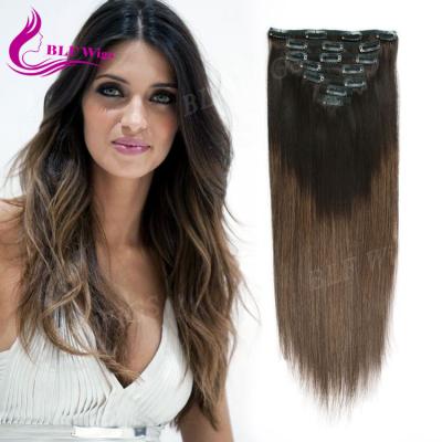 China Cheap Colored Silky Straight Human Hair 100% Brazilian Remy Hair 1B 4 Ombre Wave 8-30 Inch Clip In Hair Extension for sale