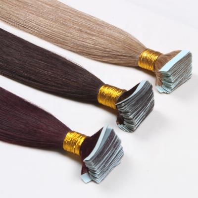 China Soft 100% Virgin Hair Straight 9A Wholesale Barely Shedding Thick Remy Extensions Double Drawn Russian Tape In Human Hair Extensions Virgin Tape Hair for sale