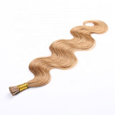 China Body Wave Pre Bonded Virgin Remy Hair Extensions, 27# Dark Blonde Keratin I Tip Hair Extension for sale