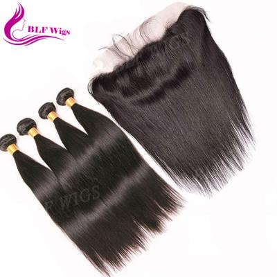 China Wholesale Silky Straight Cheap Virgin Brazilian Hair Bundles With Straight Ear 13 Lace Frontals 6 Ear Frontal for sale