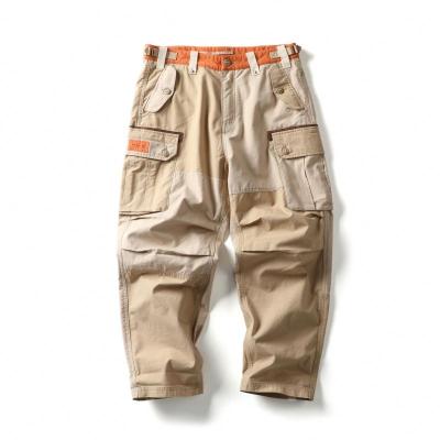 China Mens Khaki Cargo Pants Mens Anti-Wrinkle Button Track Cargo Pants Big Pocket Cargo Pants Custom Cotton Trousers for sale