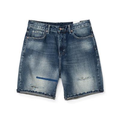 China Breathable men's clothing summer [loose version] new washed and striped five point denim shorts for men for sale