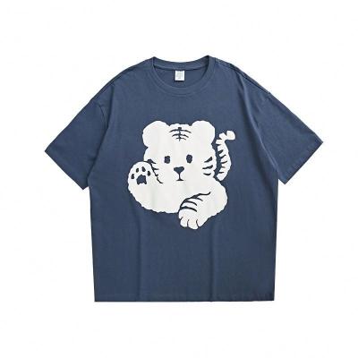 China MINT Anti-shrink cartoon tiger little fun foam printing men's T-shirt men's short sleeve for sale