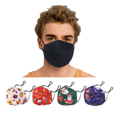 China Custom Printed Pattern Mascarillas Breathable Cotton Face Masks Available On Both Sides Halloween Christmas Holiday Cotton Face Masks for sale