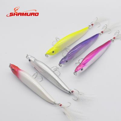 China ABS Plastic Fishing Lure All Depth Pencil Lure Hard Lure 9.5cm 16g Artificial Biat With Feather Hook for sale