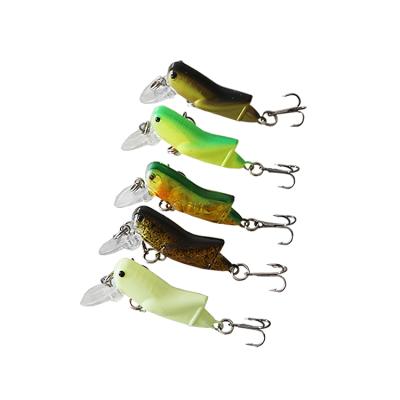 China ABS Plastic Wobbler PESCA Grasshopper Insect Baits Fishing 38mm/4g Lures Realistic Artificial Bass Swimbait Double Hook Groundbaits for sale