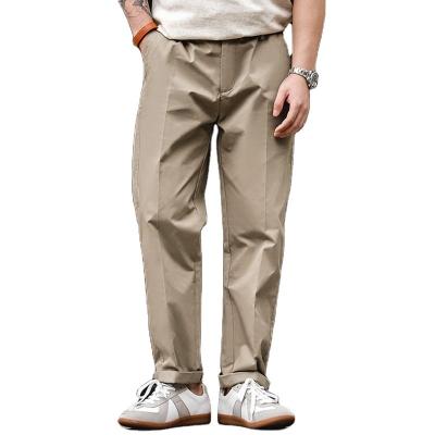 China Wholesale Price Breathable Khaki Straight Mid Waist Casual Pants Tapered Drape Men's Wear-Resistant To Suit Trousers for sale