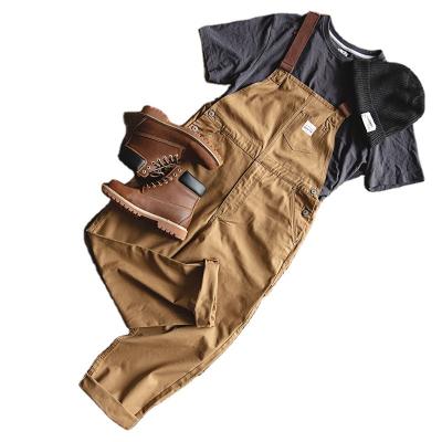 China Breathable High Quality Khaki Overalls Spring and Autumn Ami Khaki Engraved Canvas Suspenders for sale