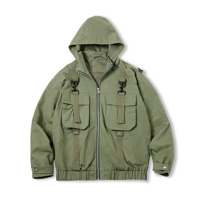 China Retro American Hooded Durable Outdoor Functional Bomber Jacket Pocket Anorak Men's Functional Hunting Tough Jacket for sale