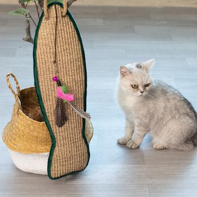 China Stocked Customized Size And Color Fish Style Sisal Cat Scratch Mat With Catnip for sale