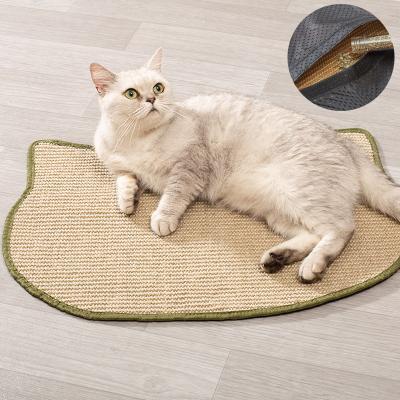 China Stocked Cat Shaped Cat Sisal Scratch Mat With Catnip for sale