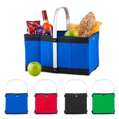 China Aluminum Tote Shopping Basket Laundry Grocery Picnic Frame Car Trunk Folding Portable Folding Storage Basket High Quality for sale