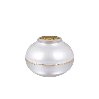 China 5g Cosmetic 5ml in Gold Current Hot Sale Acrylic Luxury Lid Round Shape Empty White Jar Eco Jar Jars Cosmetic Cream Jar for sale