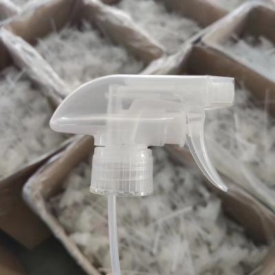 China Non Spill 28/410 PP White Plastic Trigger Sprayer Tops For Plastic Detergent Bottles Clear Color Hand Pump Spray Top for sale