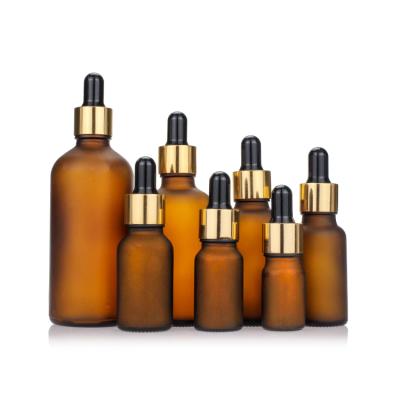 China 5ml 10ml 15ml 20ml Gold Serum Essential Oil Dropper Bottles 30ml Amber Cosmetic Glass Dropper Bottle 5ml 10ml 15ml 20ml Oil Dropper Bottle for sale