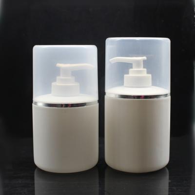 China 300ml 400ml 500ml HDPE Cosmetic Pump Bottle White Plastic Shampoo Refillable Container for sale