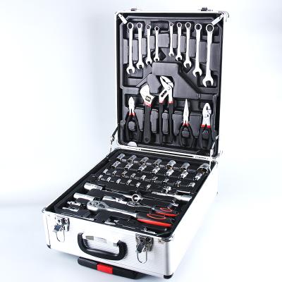 China Household Repair 186 Pcs Tool Kit Mechanic Tool Box Set Aluminum Case Ratchet Screwdriver Set for sale