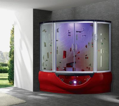 China 2016 new style with foot massage bathtub steam room with Art glass (G160I Red) for sale