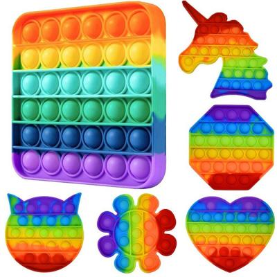 China Silicone Push Pop  Fidget Toy For Anxiety Relief Stress Reliever Autism Rainbow Push Pop Bubble Fidget Sensory Toy Set for sale