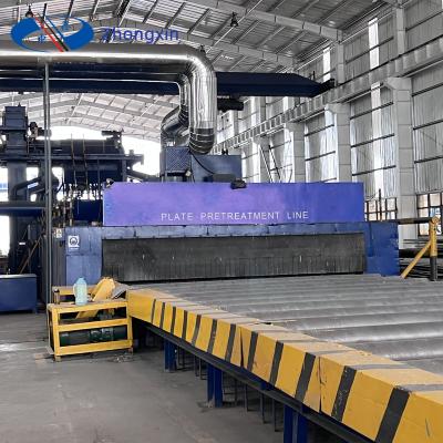 China Building Material Shops Steel Structure Integrated Shot Blasting Spray Pretreatment Production Line for sale