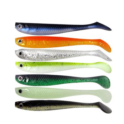 China PVC Colead 6cm/1.3g T tail Soft Bait Artificial Shad Worm Bait Swimbait Wobblers Artificial Tackle Crappie Minnows for sale